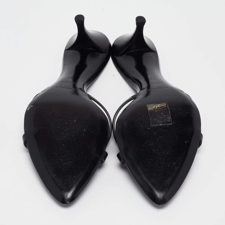 مملوكة مسبقًا Saint Laurent Black Leather Carla Sandals Size 39