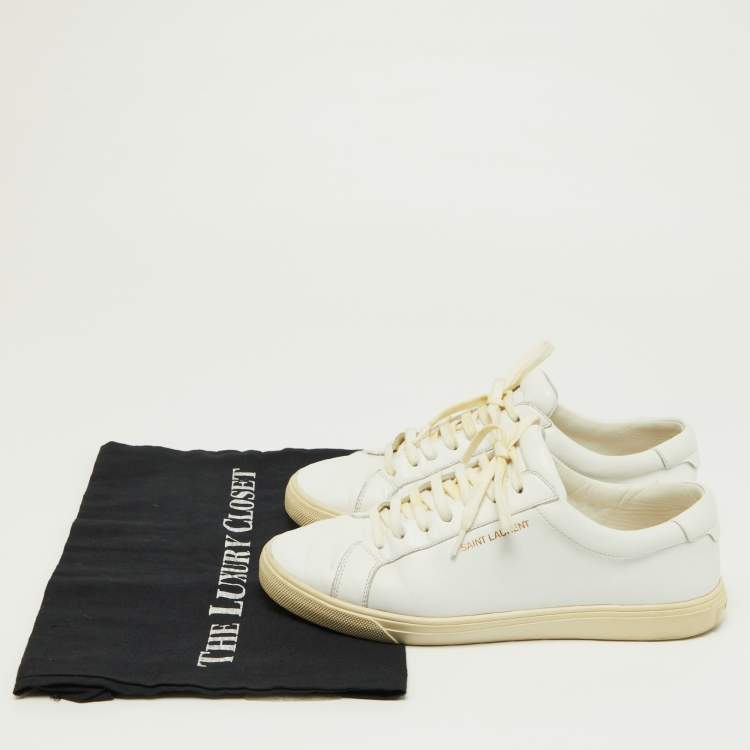 Pre Owned Saint Laurent Paris White Leather Court Classic Low Top Sneakers Size 38.5