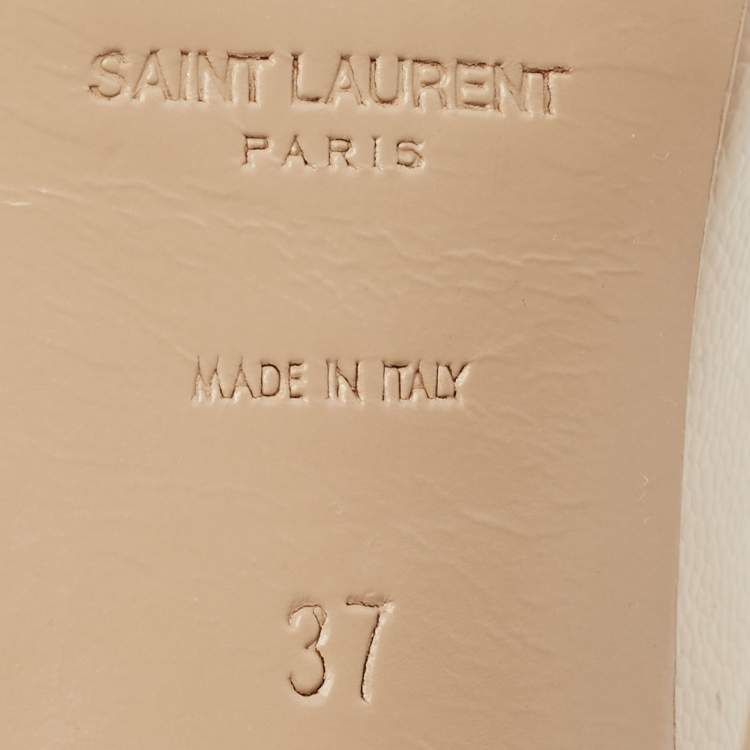 Pre Owned Saint Laurent Beige Leather Tribtoo Pumps Size 37