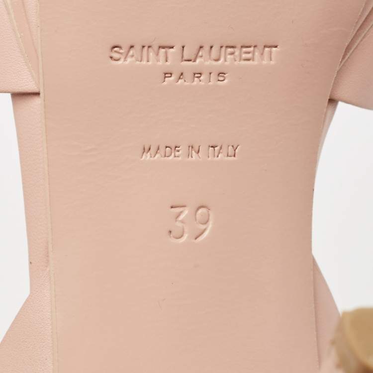 Pre Owned Saint Laurent Light Pink Leather Tribute Sandals Size 39