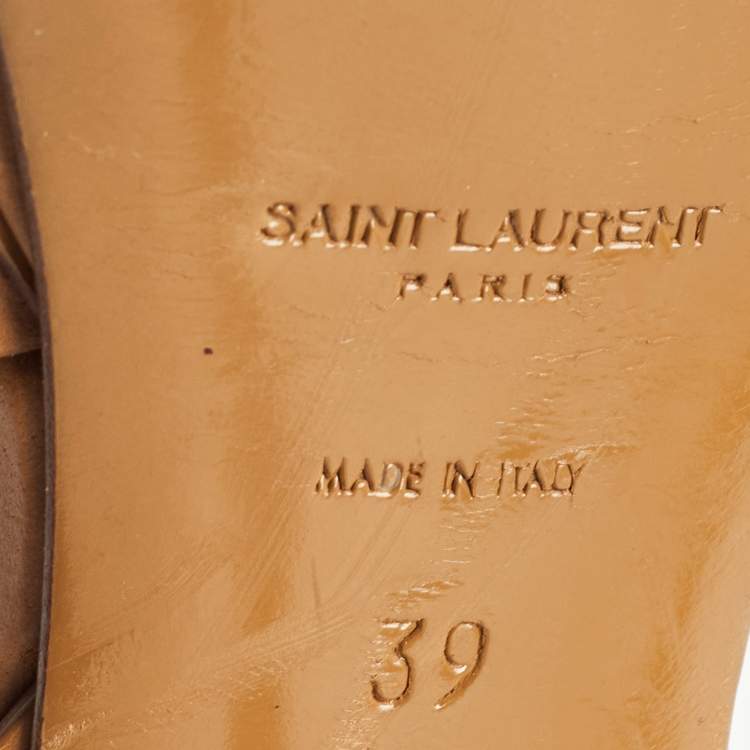 Pre Owned Saint Laurent Brown Leather Tribute Sandals Size 39