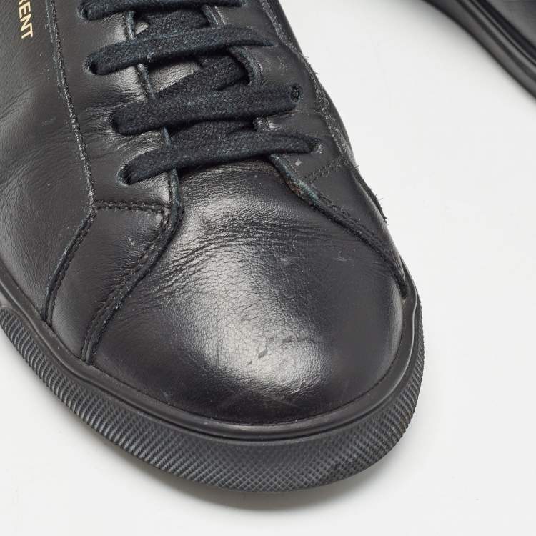 Pre Owned Saint Laurent Black Leather Andy Sneakers Size 38.5