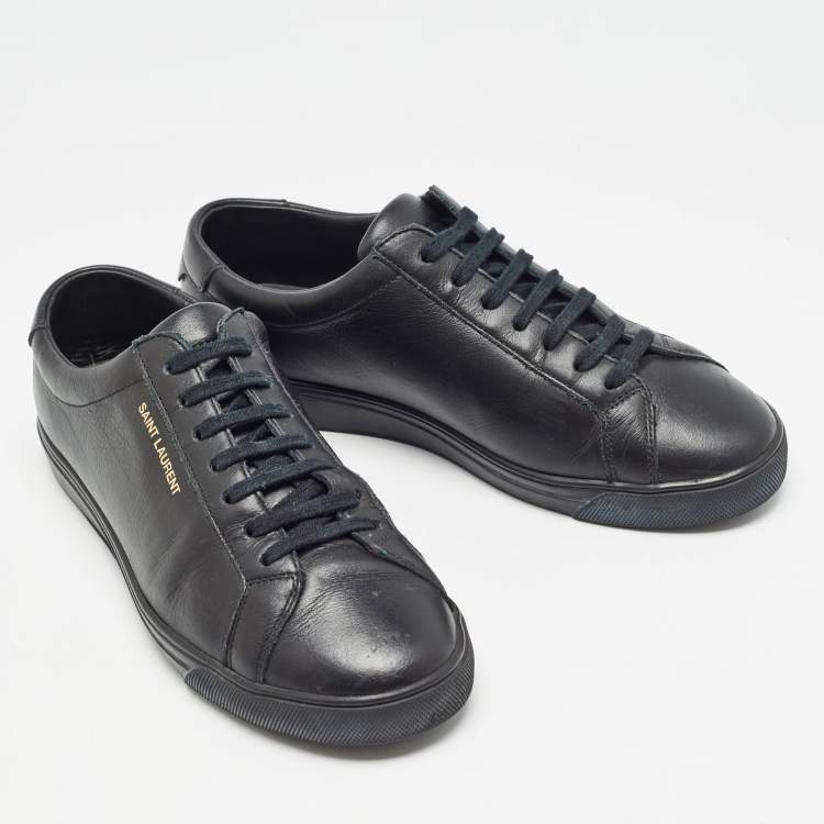 Pre Owned Saint Laurent Black Leather Andy Sneakers Size 38.5