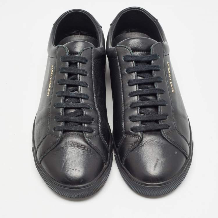 Pre Owned Saint Laurent Black Leather Andy Sneakers Size 38.5