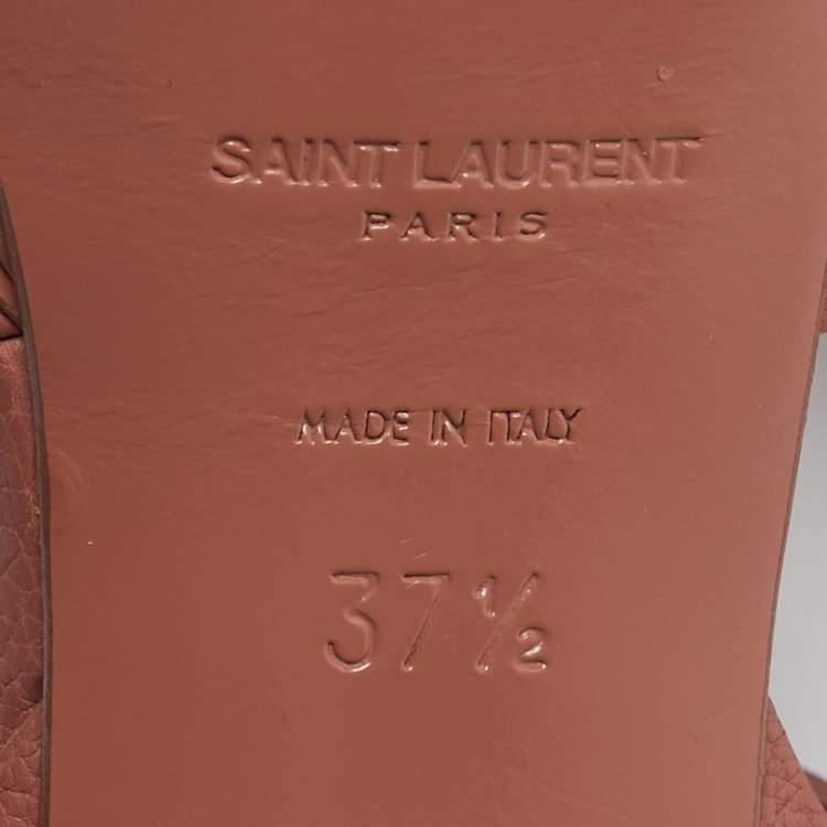 Pre Owned Saint Laurent Pink Leather Tribute Sandals Size 37.5