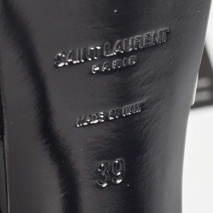 Pre Owned Saint Laurent Black Patent  Leather Tribute Sandals Size 39