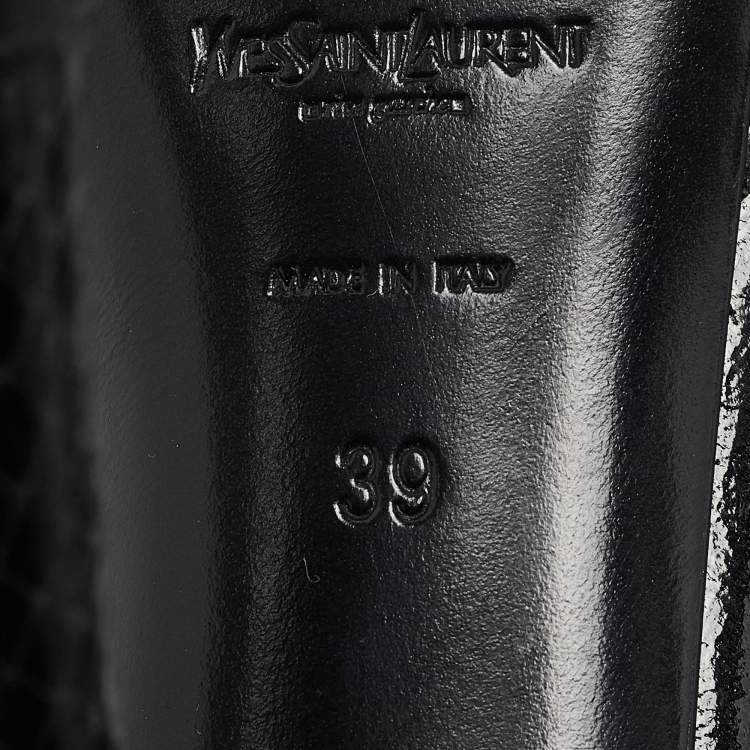 Pre Owned Saint Laurent Black Python and Leather Knee Length Boots Size 39
