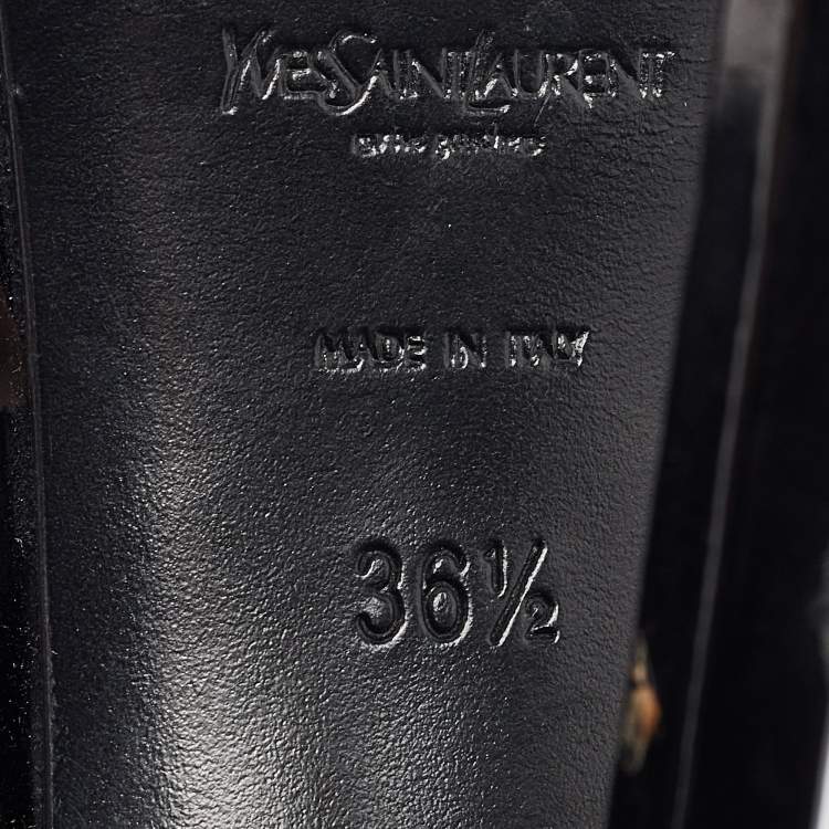 Pre Owned Saint Laurent Black Patent Tribtoo Pumps Size 36.5