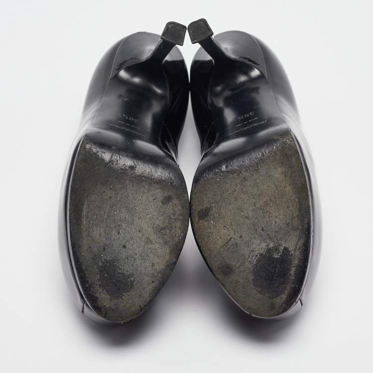 Pre Owned Saint Laurent Black Patent Tribtoo Pumps Size 36.5