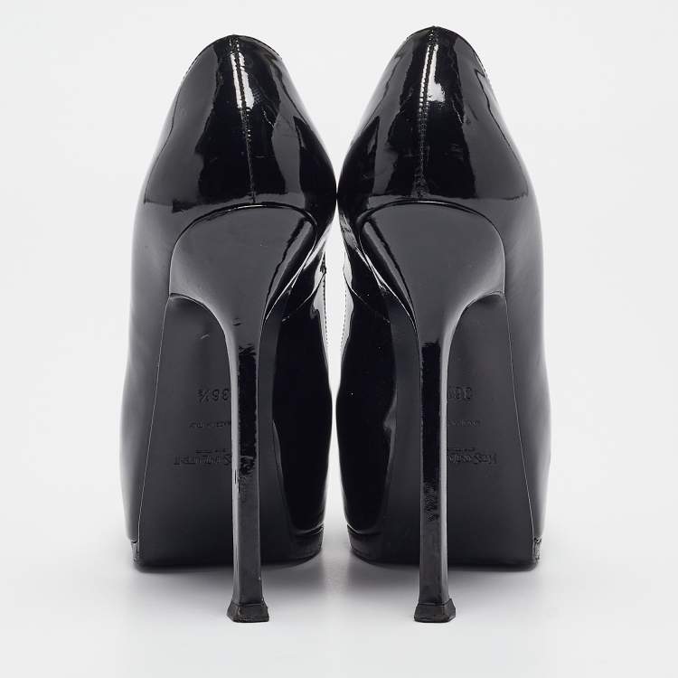 Pre Owned Saint Laurent Black Patent Tribtoo Pumps Size 36.5