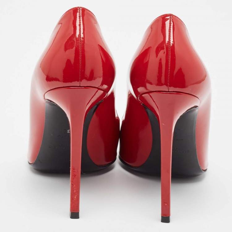 Pre Owned Saint Laurent Red Patent Leather Anja Pumps Size 39