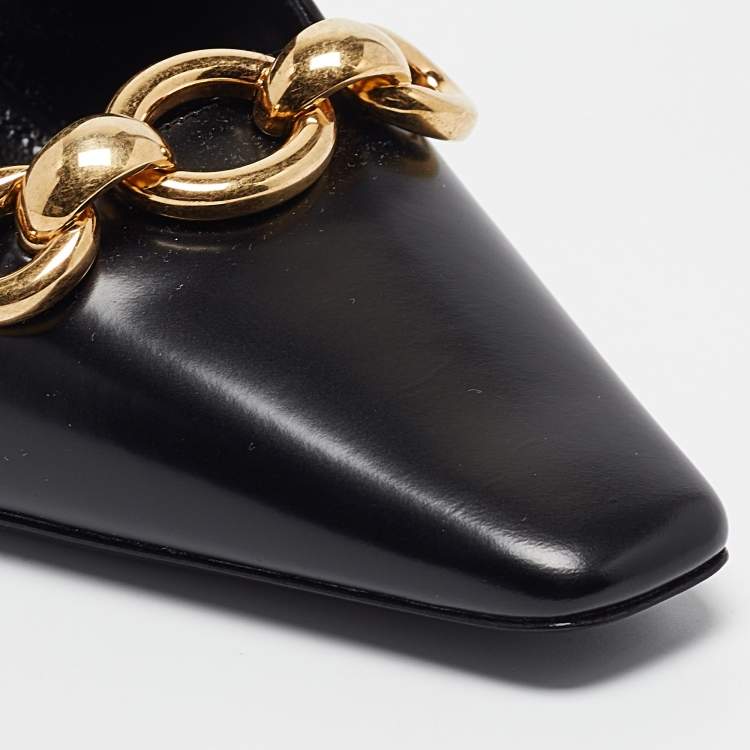 Pre Owned Saint Laurent Black Leather Pointed Toe Pumps Size 40