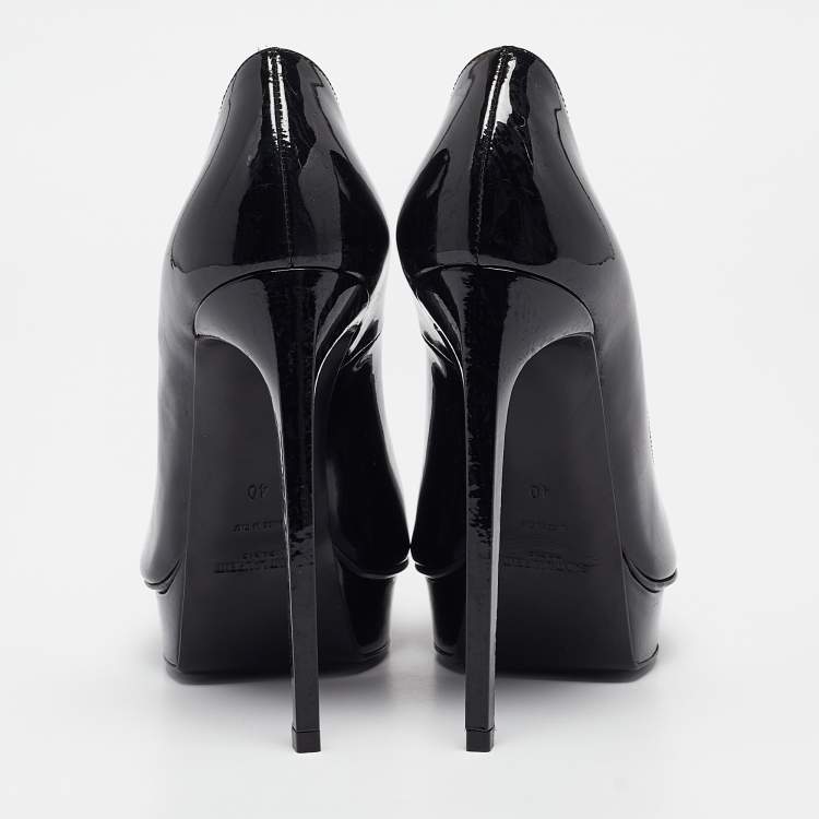 مملوكة مسبقًا Saint Laurent Black Patent Leather Janis Platform Pumps 40