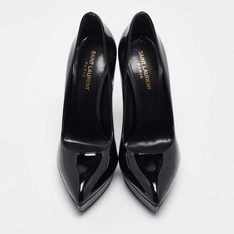 مملوكة مسبقًا Saint Laurent Black Patent Leather Janis Platform Pumps 40