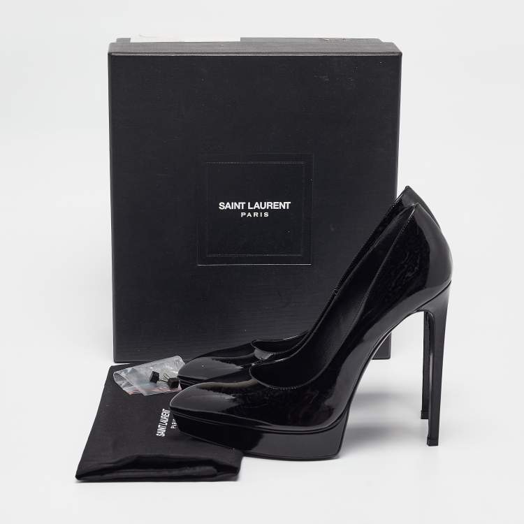 مملوكة مسبقًا Saint Laurent Black Patent Leather Janis Platform Pumps 40