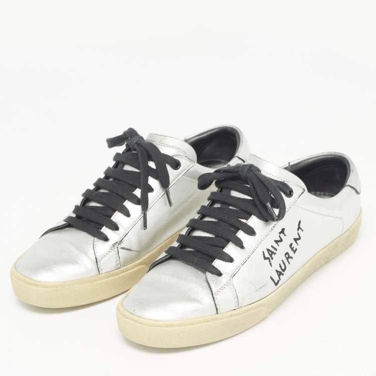 Saint Laurent Silver Leather Court Classic Sneakers Size
