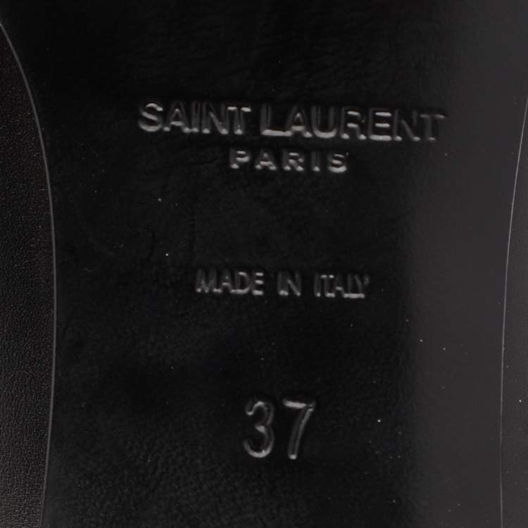 مملوكة مسبقًا Saint Laurent Black Leather Embellished Pointed Toe Pumps Size 37