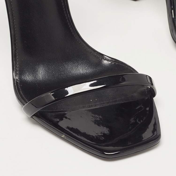 Pre Owned Saint Laurent Black Patent Leather Opyum Sandals Size 35