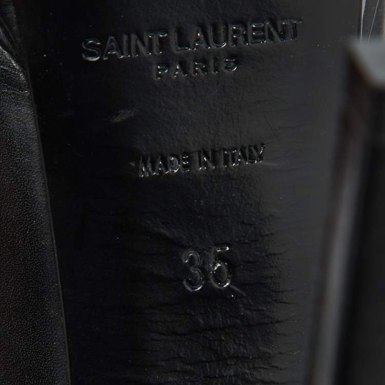 Pre Owned Saint Laurent Black Leather Janis Pointed Toe Platform Pumps Size 35
