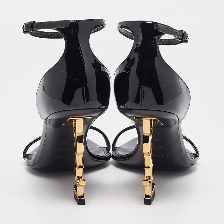 Pre Owned Saint Laurent Black Patent Leather Opyum Sandals Size 39
