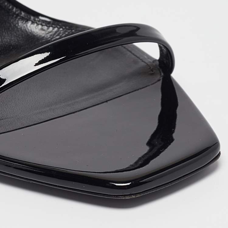 Pre Owned Saint Laurent Black Patent Leather Opyum Sandals Size 39