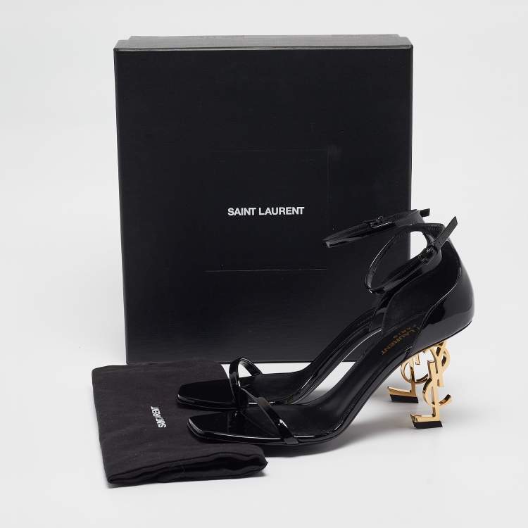 Pre Owned Saint Laurent Black Patent Leather Opyum Sandals Size 39