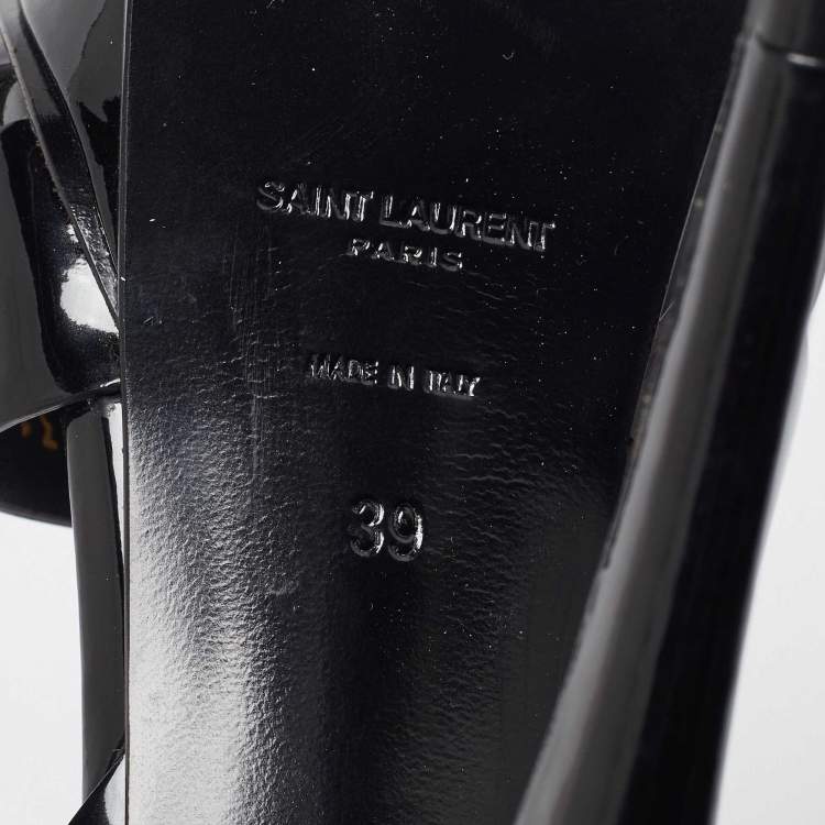 Pre Owned Saint Laurent Black Patent Leather Tribute Platform Sandals Size 39