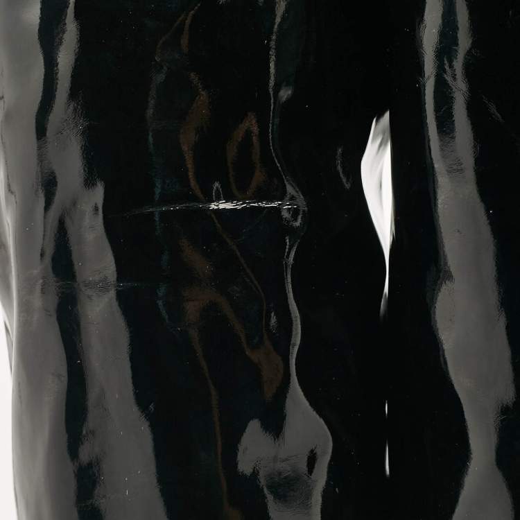 Pre Owned Saint Laurent Black Patent Leather Thigh High Boots Size 38