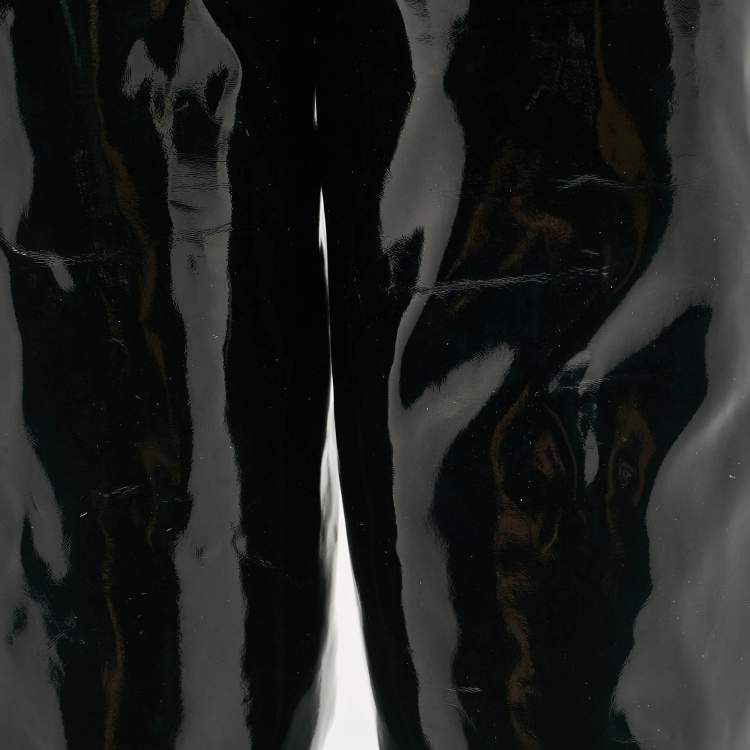 Pre Owned Saint Laurent Black Patent Leather Thigh High Boots Size 38