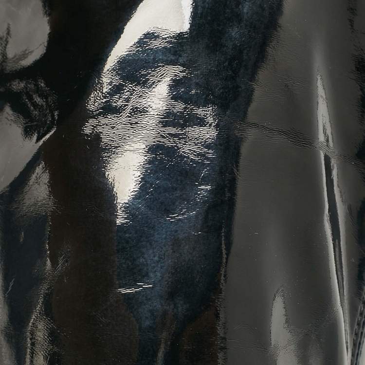 Pre Owned Saint Laurent Black Patent Leather Thigh High Boots Size 38