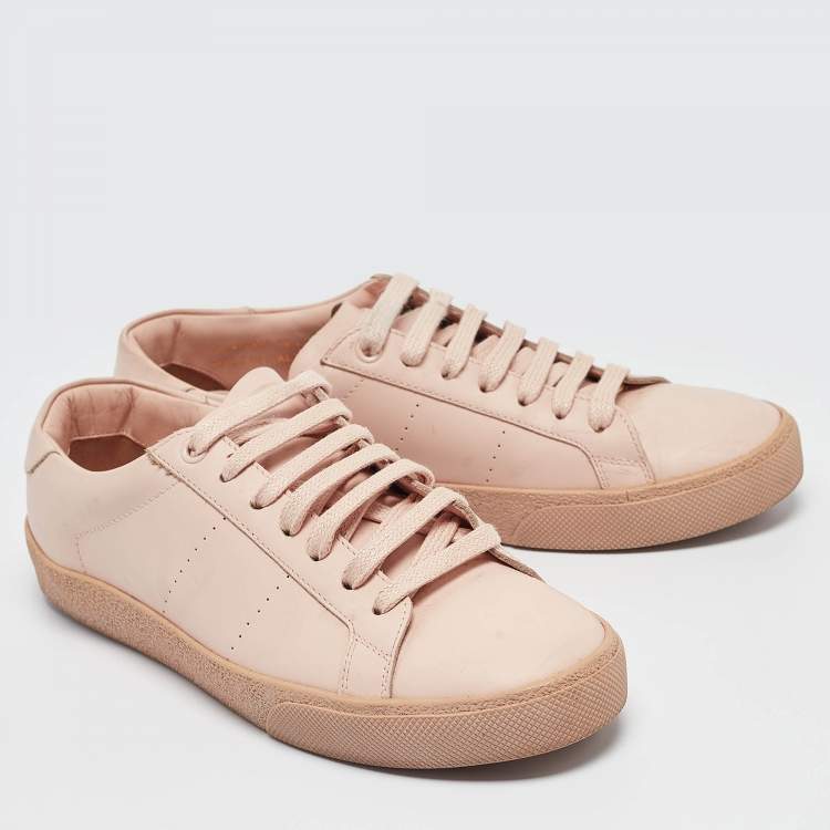 Pre Owned Saint Laurent Light Pink Leather Court SL/06 Sneakers Size 38.5