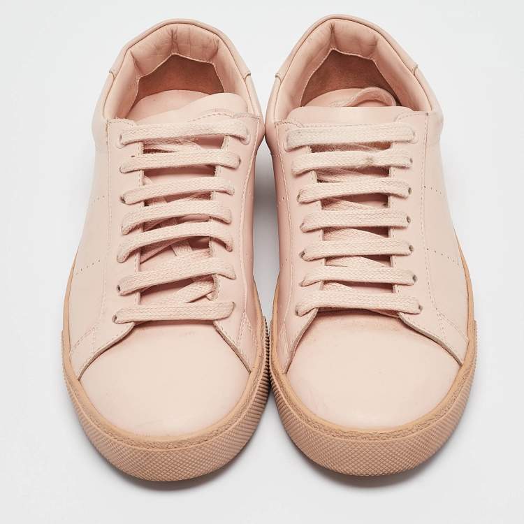 Pre Owned Saint Laurent Light Pink Leather Court SL/06 Sneakers Size 38.5