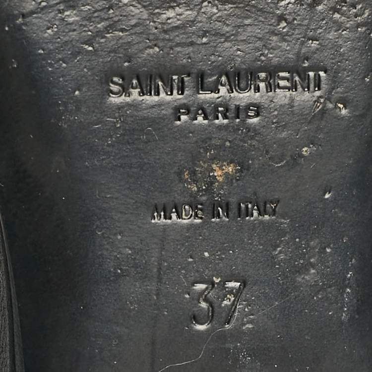 Pre Owned Saint Laurent Black Leather Anais Slingback Flats Size 37
