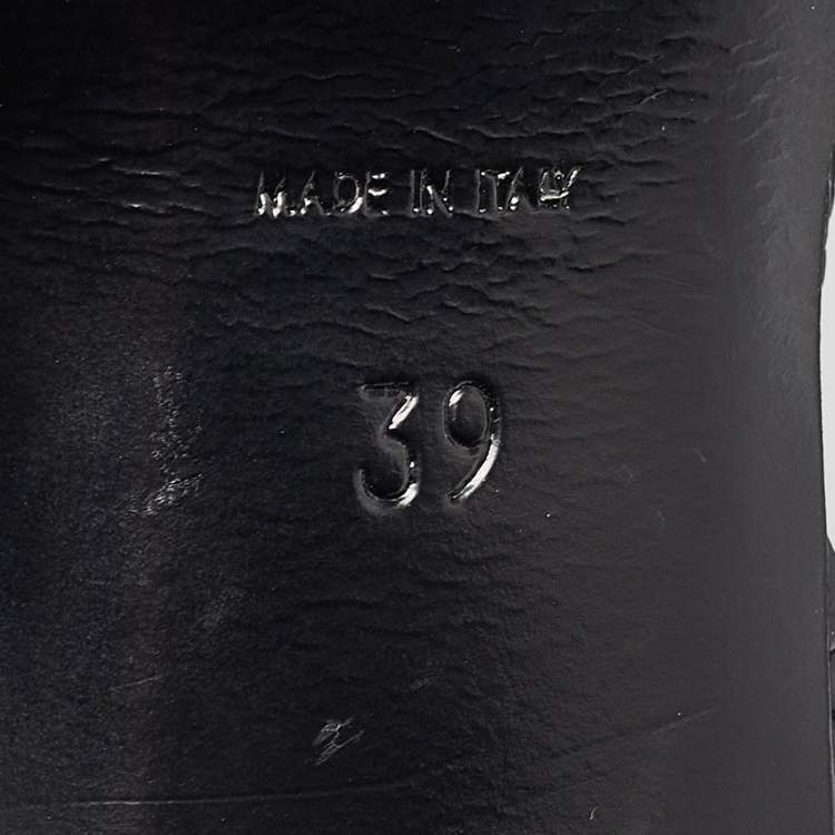 مملوكة مسبقًا Saint Laurent Black Croc Embossed Leather Tribute Platform Sandals Size 39