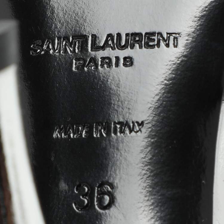 مملوكة مسبقًا Saint Laurent Silver Leather Blade Slingback Pumps Size 36