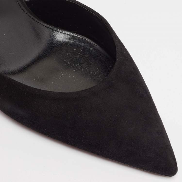 مملوكة مسبقًا Saint Laurent Black Suede Pointed Toe D'orsay Pumps Size 42
