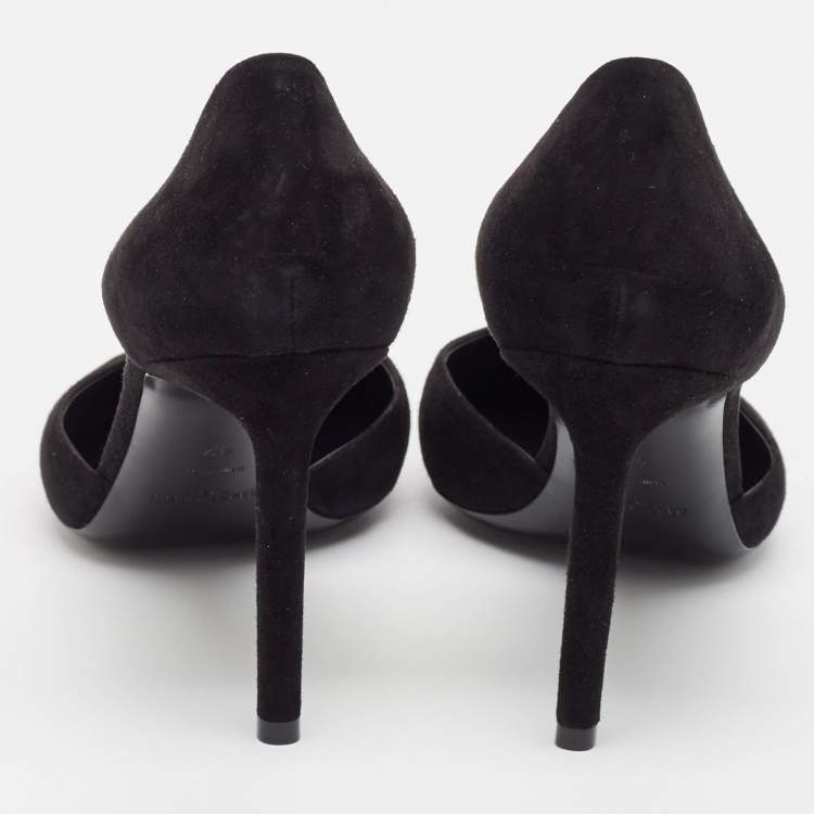 مملوكة مسبقًا Saint Laurent Black Suede Pointed Toe D'orsay Pumps Size 42