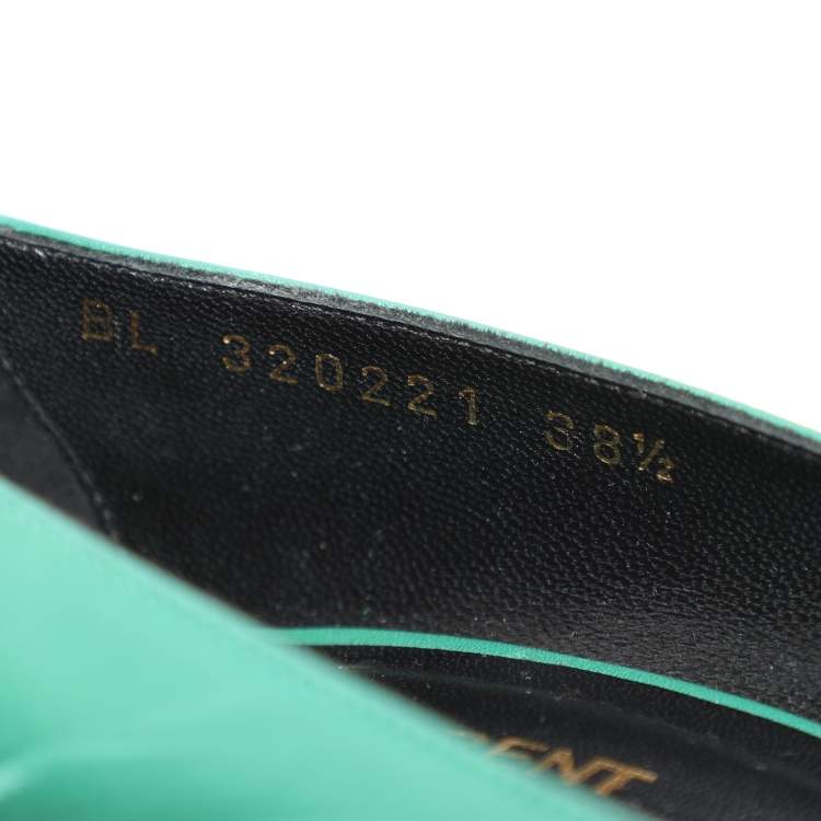 Pre Owned Saint Laurent Green Leather Anja Pumps Size 38.5
