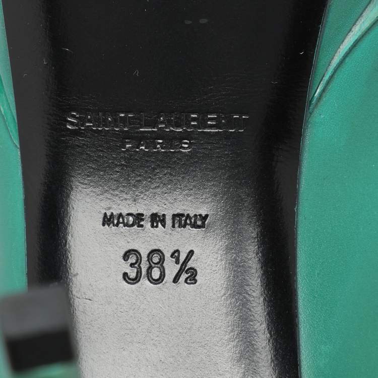 Pre Owned Saint Laurent Green Leather Anja Pumps Size 38.5