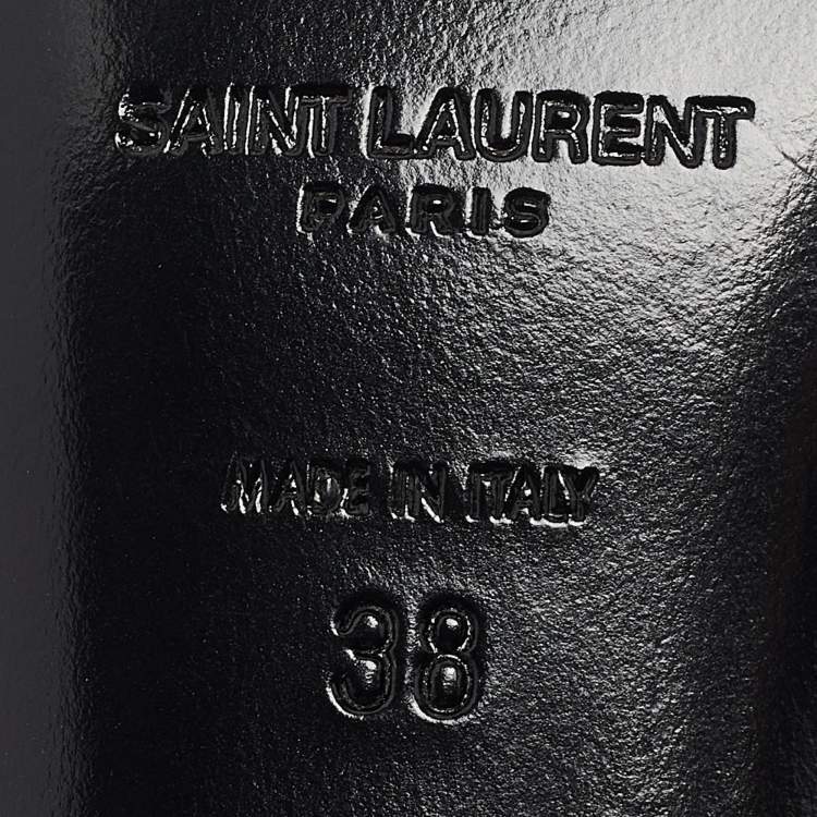Pre Owned Saint Laurent Black Leather Jane Ankle Strap Sandals Size 38
