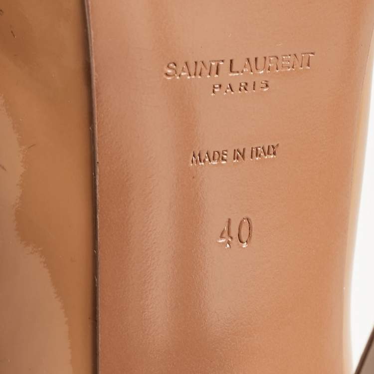 مملوكة مسبقًا Saint Laurent Beige Patent Leather Tribtoo Pumps Size 40
