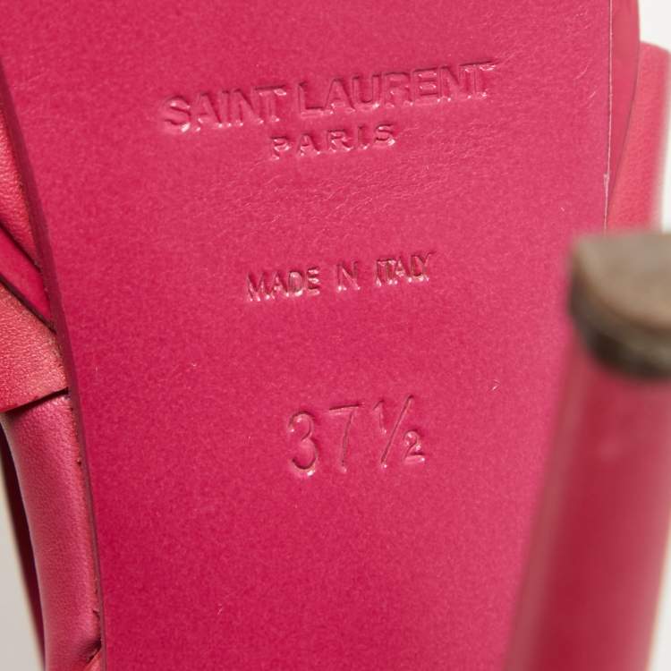 Pre Owned Saint Laurent Pink Leather Tribute Sandals Size 37.5