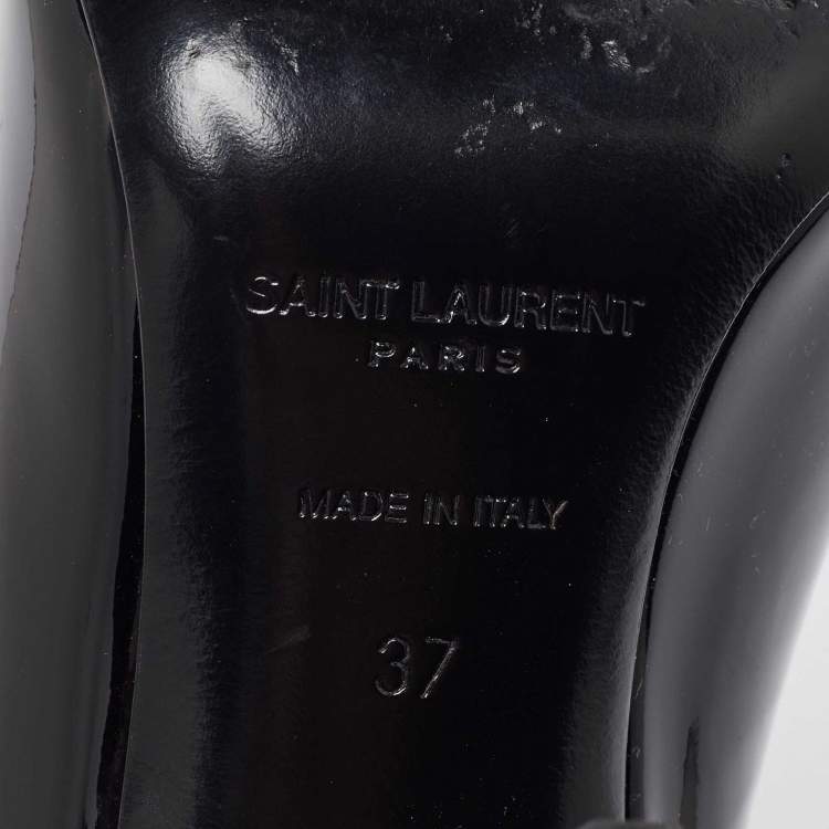 Pre Owned Saint Laurent Black Patent Leather Opyum Slingback Sandals Size 37