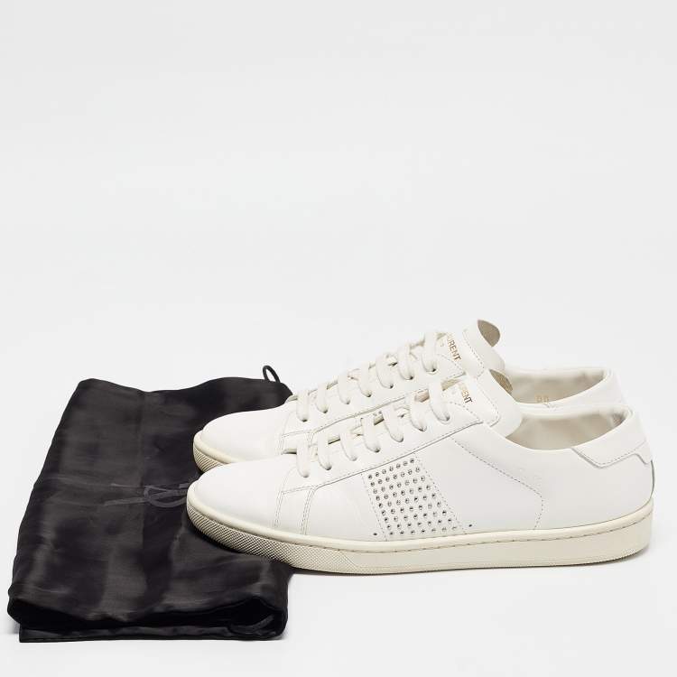 Pre Owned Saint Laurent White Leather Lace Up Sneakers Size 36
