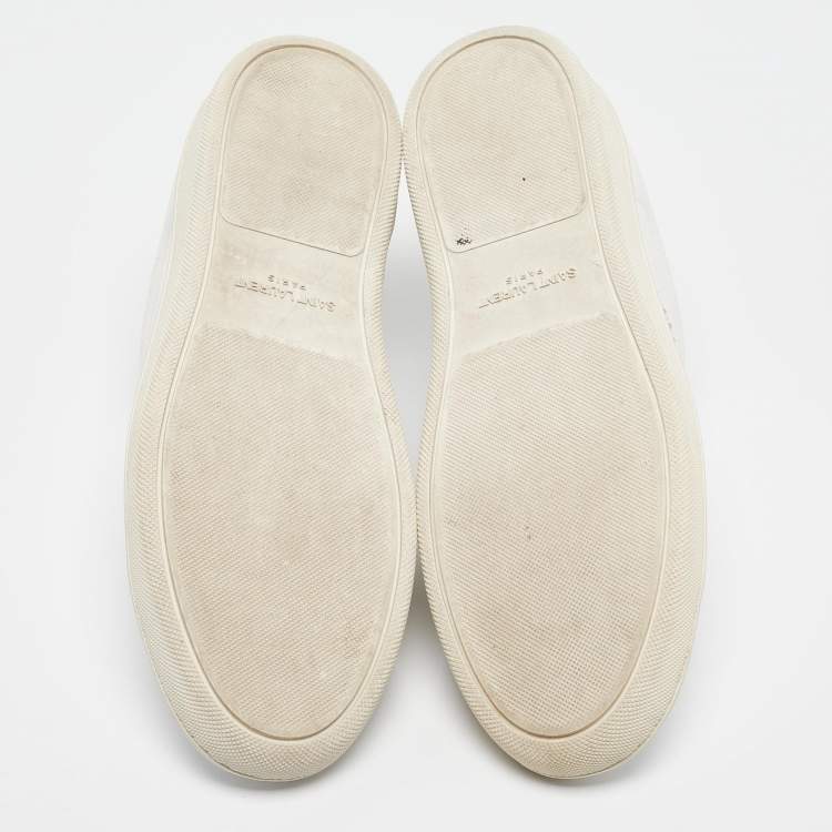 Pre Owned Saint Laurent White Leather Lace Up Sneakers Size 36