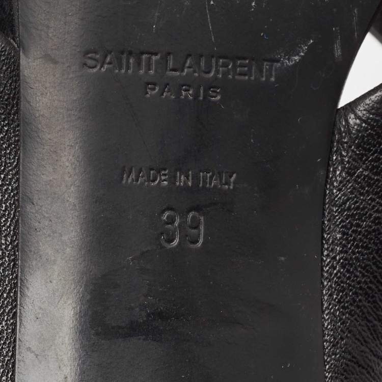 Pre Owned Saint Laurent  Black Leather Loulou Slide Sandals Size 39