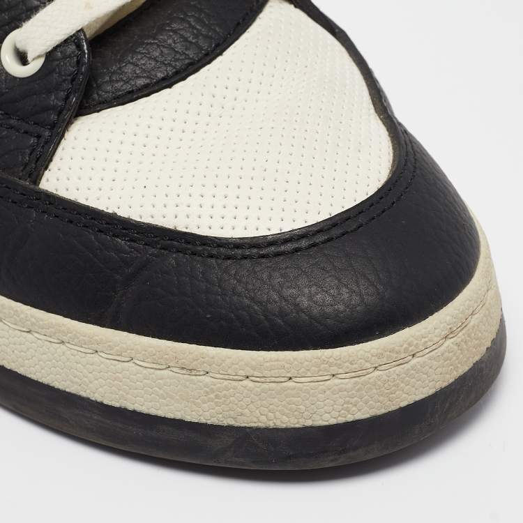 Pre Owned Saint Laurent Black/White Leather SL/61 Lace Up Sneakers Size 39.5