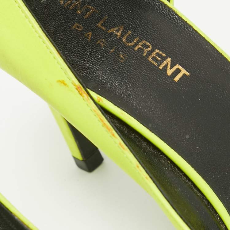 Pre Owned Saint Laurent Neon Yellow Leather D'orsay Pumps Size 36