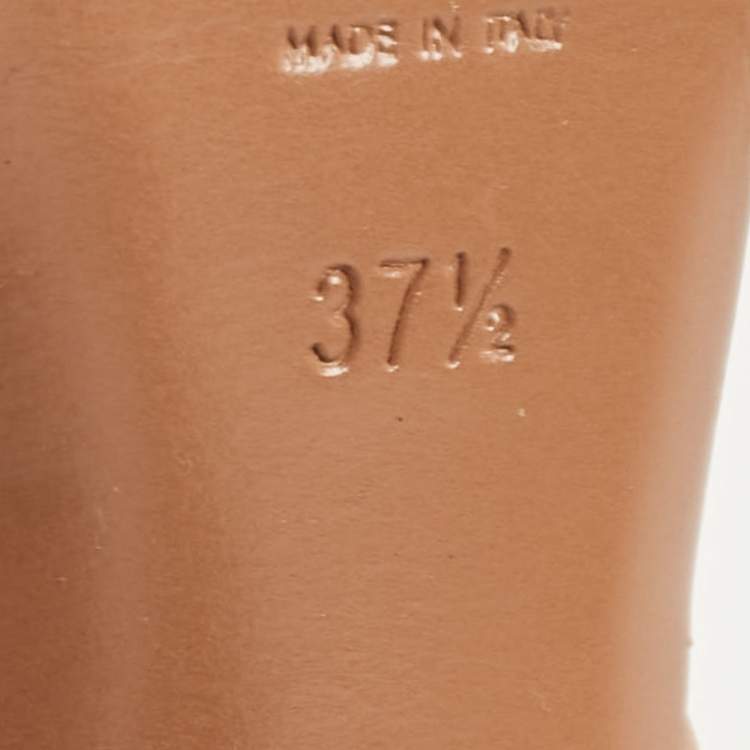 Pre Owned Saint Laurent Beige Patent Tribute Platform Sandals Size 37.5