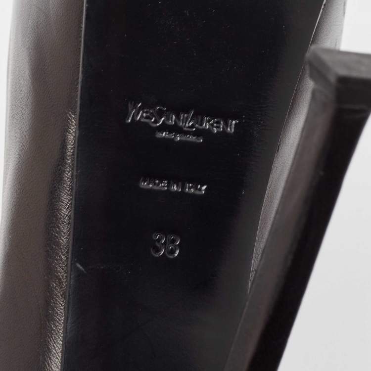 مملوكة مسبقًا Saint Laurent Black Leather Tribtoo Platform Pumps Size 38